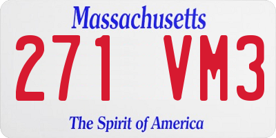 MA license plate 271VM3