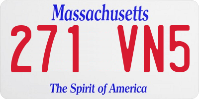 MA license plate 271VN5