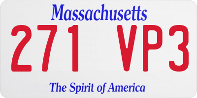 MA license plate 271VP3