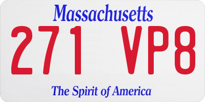 MA license plate 271VP8