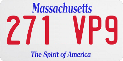 MA license plate 271VP9