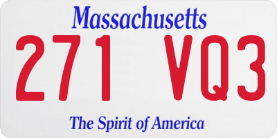 MA license plate 271VQ3