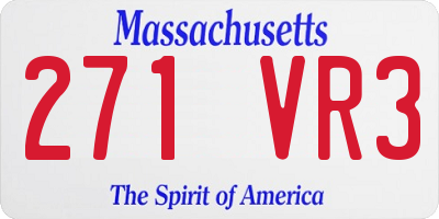 MA license plate 271VR3
