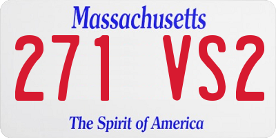 MA license plate 271VS2