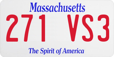 MA license plate 271VS3