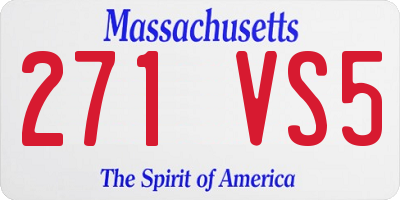MA license plate 271VS5
