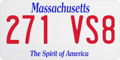 MA license plate 271VS8