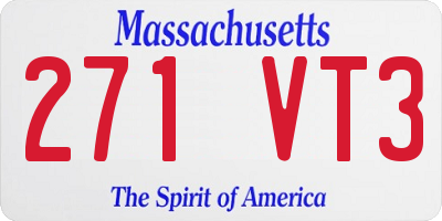 MA license plate 271VT3