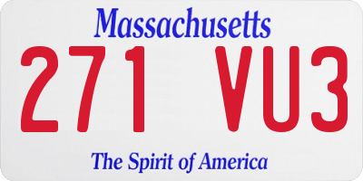 MA license plate 271VU3
