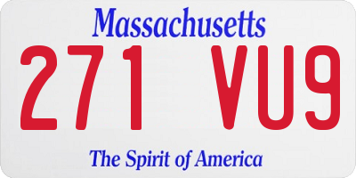 MA license plate 271VU9