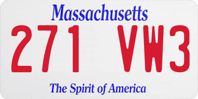 MA license plate 271VW3