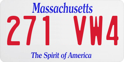 MA license plate 271VW4
