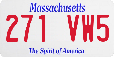 MA license plate 271VW5