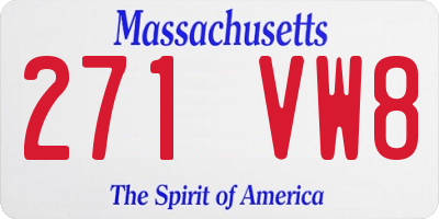 MA license plate 271VW8