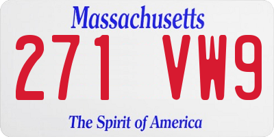 MA license plate 271VW9
