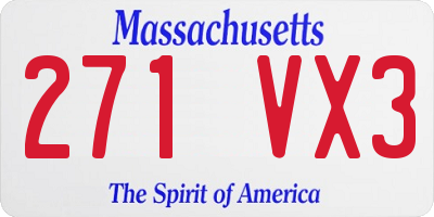 MA license plate 271VX3