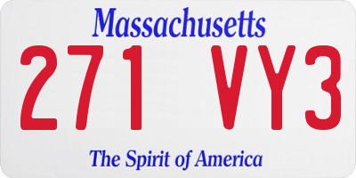 MA license plate 271VY3