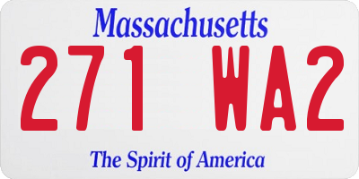 MA license plate 271WA2