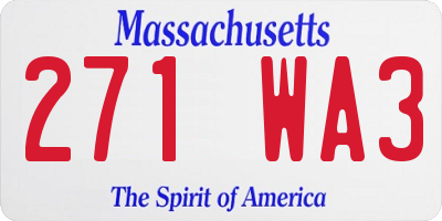 MA license plate 271WA3