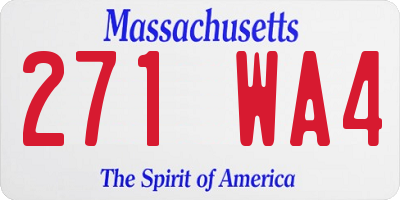 MA license plate 271WA4