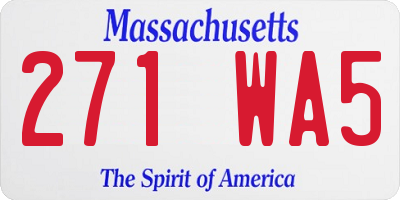 MA license plate 271WA5