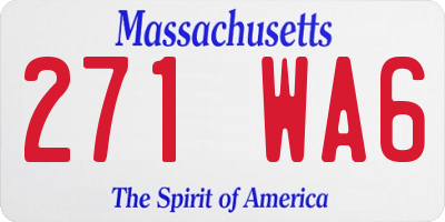 MA license plate 271WA6