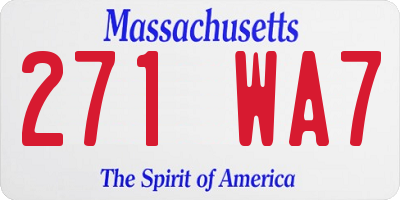 MA license plate 271WA7