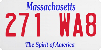 MA license plate 271WA8