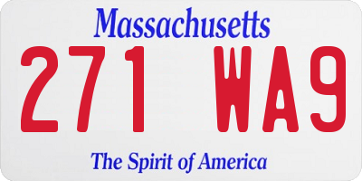 MA license plate 271WA9