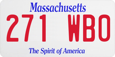 MA license plate 271WB0