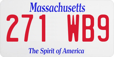MA license plate 271WB9