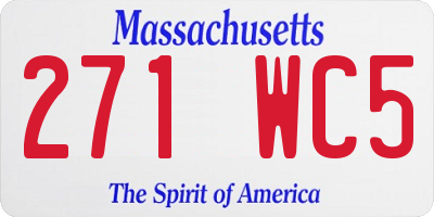 MA license plate 271WC5