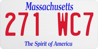 MA license plate 271WC7