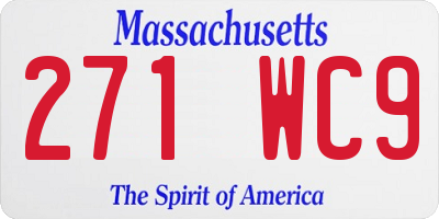 MA license plate 271WC9