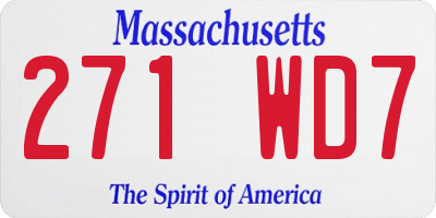 MA license plate 271WD7