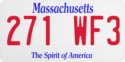 MA license plate 271WF3