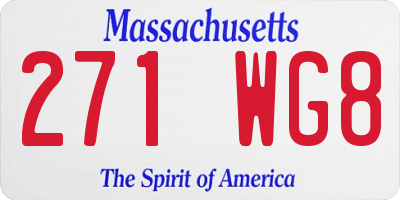 MA license plate 271WG8