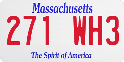 MA license plate 271WH3