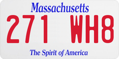 MA license plate 271WH8