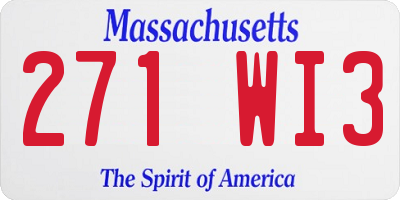 MA license plate 271WI3