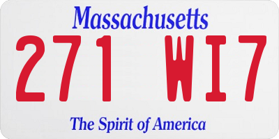 MA license plate 271WI7