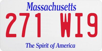MA license plate 271WI9