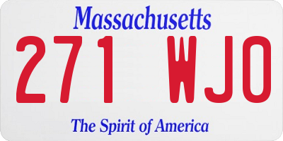 MA license plate 271WJ0