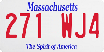 MA license plate 271WJ4