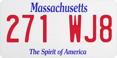 MA license plate 271WJ8