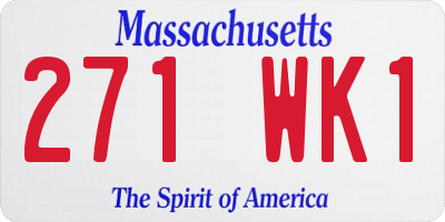 MA license plate 271WK1
