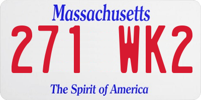 MA license plate 271WK2