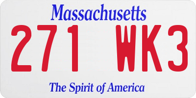 MA license plate 271WK3