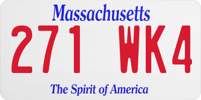 MA license plate 271WK4