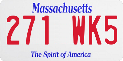 MA license plate 271WK5